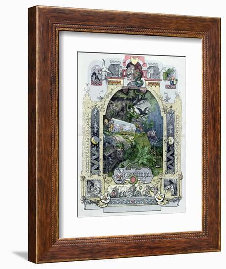 Snow White in Her Glass Coffer, c.1880-null-Framed Premium Giclee Print