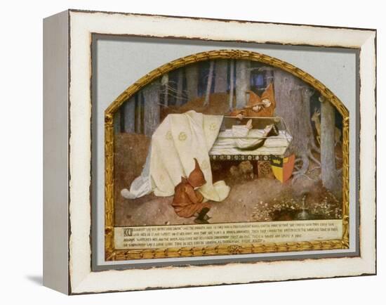 Snow White in Her Glass Coffin is Mourned by the Dwarfs-Marianne Stokes-Framed Premier Image Canvas