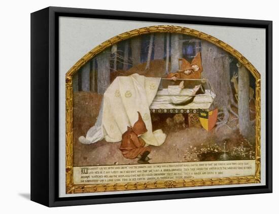 Snow White in Her Glass Coffin is Mourned by the Dwarfs-Marianne Stokes-Framed Premier Image Canvas