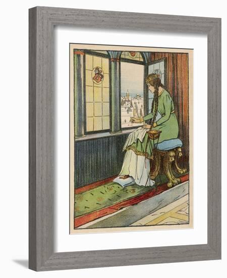 Snow White's Mother Pricks Her Finger-Willy Planck-Framed Art Print