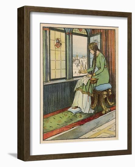 Snow White's Mother Pricks Her Finger-Willy Planck-Framed Art Print