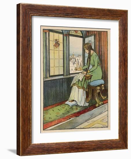 Snow White's Mother Pricks Her Finger-Willy Planck-Framed Art Print