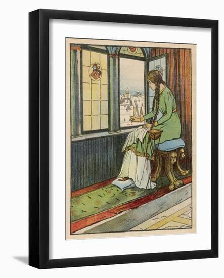 Snow White's Mother Pricks Her Finger-Willy Planck-Framed Art Print