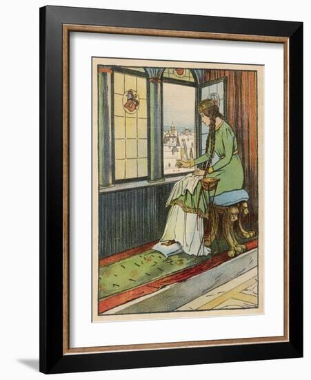 Snow White's Mother Pricks Her Finger-Willy Planck-Framed Art Print