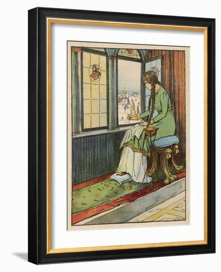 Snow White's Mother Pricks Her Finger-Willy Planck-Framed Art Print