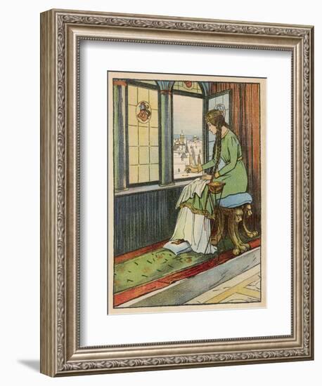 Snow White's Mother Pricks Her Finger-Willy Planck-Framed Art Print