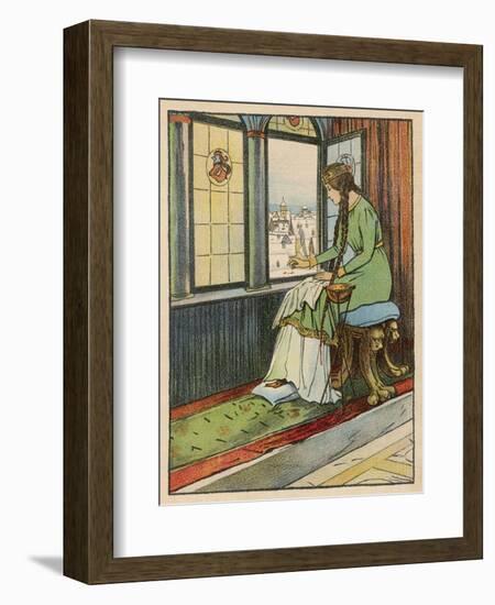 Snow White's Mother Pricks Her Finger-Willy Planck-Framed Art Print