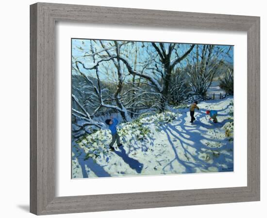 Snowball Fight, Derbyshire-Andrew Macara-Framed Giclee Print