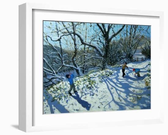 Snowball Fight, Derbyshire-Andrew Macara-Framed Giclee Print