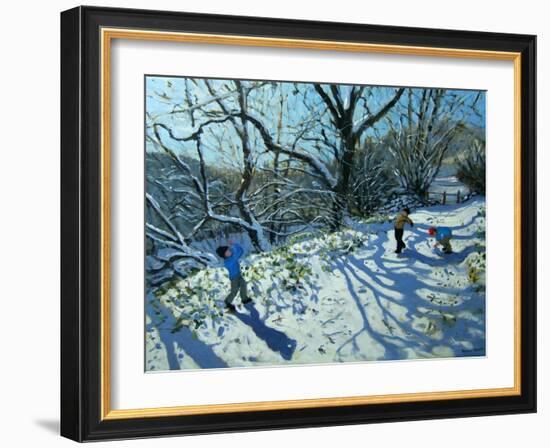 Snowball Fight, Derbyshire-Andrew Macara-Framed Giclee Print