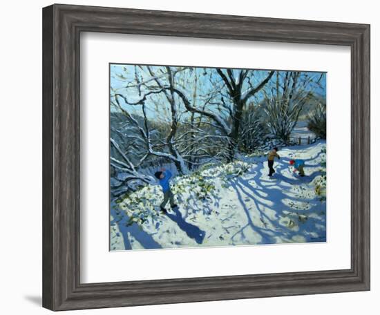 Snowball Fight, Derbyshire-Andrew Macara-Framed Giclee Print