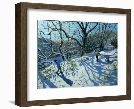 Snowball Fight, Derbyshire-Andrew Macara-Framed Giclee Print