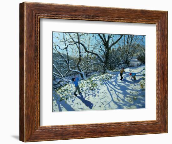 Snowball Fight, Derbyshire-Andrew Macara-Framed Giclee Print