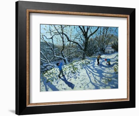 Snowball Fight, Derbyshire-Andrew Macara-Framed Giclee Print