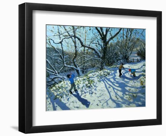 Snowball Fight, Derbyshire-Andrew Macara-Framed Giclee Print