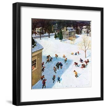 "Snowball Recess", February 4, 1956-John Clymer-Framed Giclee Print