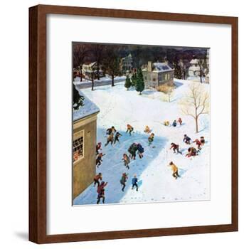 "Snowball Recess", February 4, 1956-John Clymer-Framed Giclee Print