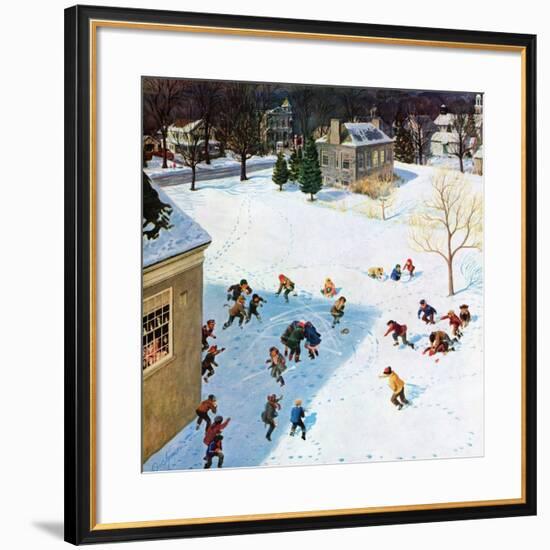 "Snowball Recess", February 4, 1956-John Clymer-Framed Giclee Print