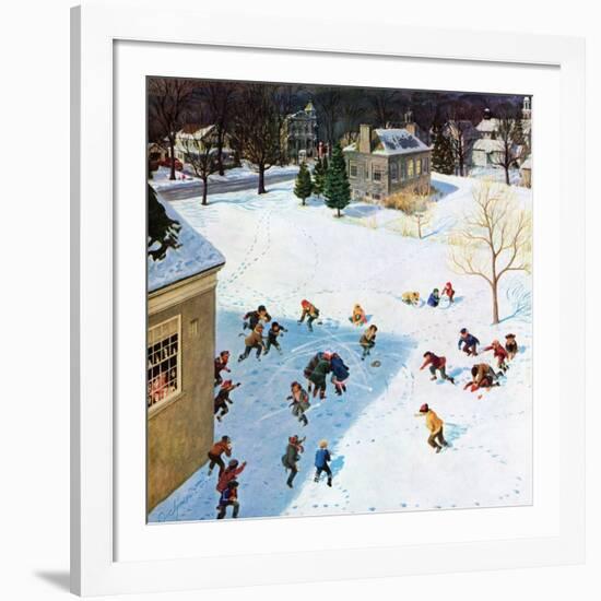 "Snowball Recess", February 4, 1956-John Clymer-Framed Giclee Print