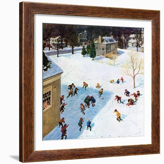 "Snowball Recess", February 4, 1956-John Clymer-Framed Giclee Print