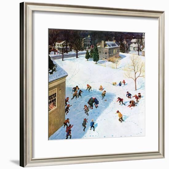 "Snowball Recess", February 4, 1956-John Clymer-Framed Giclee Print