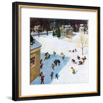 "Snowball Recess", February 4, 1956-John Clymer-Framed Giclee Print