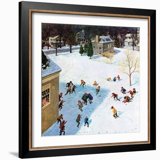 "Snowball Recess", February 4, 1956-John Clymer-Framed Giclee Print