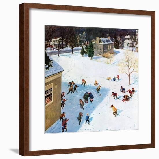 "Snowball Recess", February 4, 1956-John Clymer-Framed Giclee Print