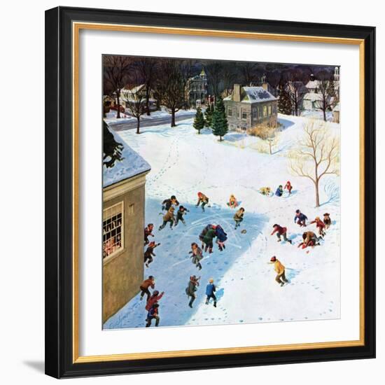 "Snowball Recess", February 4, 1956-John Clymer-Framed Giclee Print