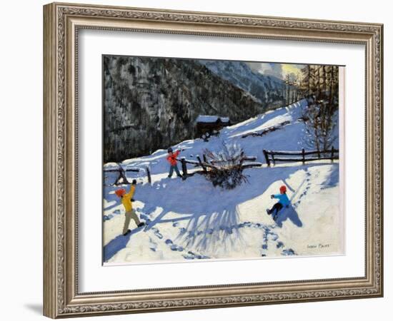 Snowballers, Zermatt-Andrew Macara-Framed Giclee Print