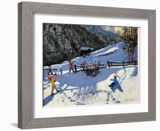 Snowballers, Zermatt-Andrew Macara-Framed Giclee Print