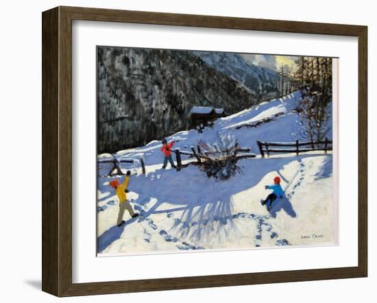 Snowballers, Zermatt-Andrew Macara-Framed Giclee Print