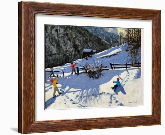 Snowballers, Zermatt-Andrew Macara-Framed Giclee Print