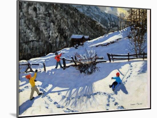 Snowballers, Zermatt-Andrew Macara-Mounted Giclee Print