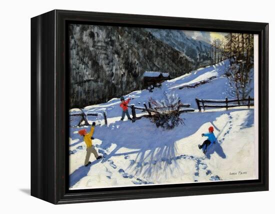 Snowballers, Zermatt-Andrew Macara-Framed Premier Image Canvas