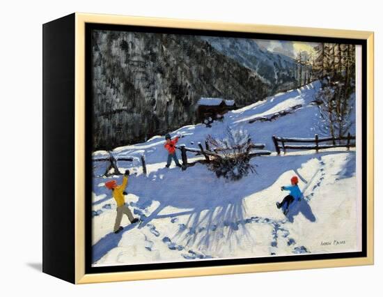 Snowballers, Zermatt-Andrew Macara-Framed Premier Image Canvas