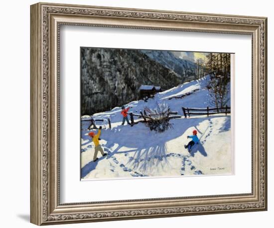 Snowballers, Zermatt-Andrew Macara-Framed Giclee Print