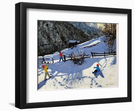 Snowballers, Zermatt-Andrew Macara-Framed Giclee Print