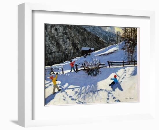 Snowballers, Zermatt-Andrew Macara-Framed Giclee Print