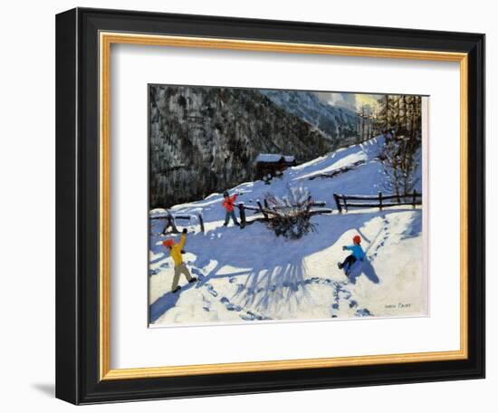 Snowballers, Zermatt-Andrew Macara-Framed Giclee Print