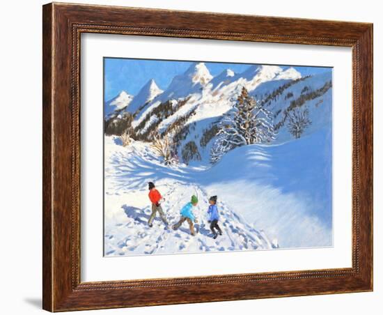 Snowballing, La Clusaz, France-Andrew Macara-Framed Giclee Print