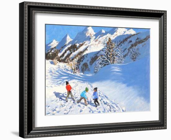 Snowballing, La Clusaz, France-Andrew Macara-Framed Giclee Print