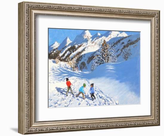 Snowballing, La Clusaz, France-Andrew Macara-Framed Giclee Print