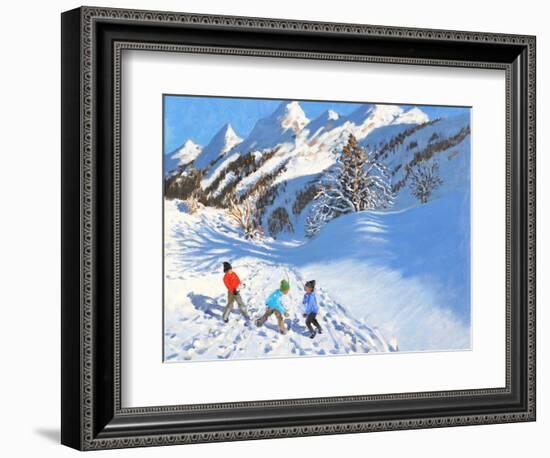 Snowballing, La Clusaz, France-Andrew Macara-Framed Giclee Print