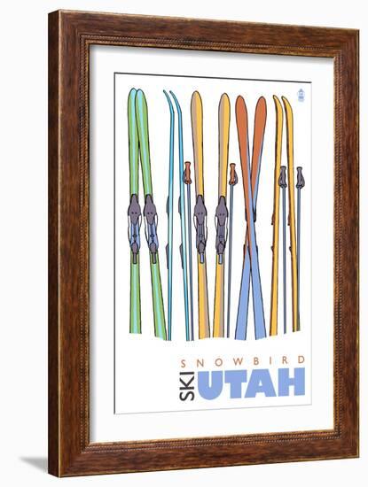 Snowbird, Utah, Skis in the Snow-Lantern Press-Framed Art Print