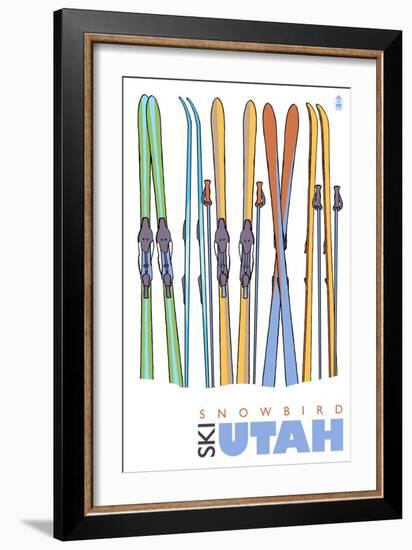 Snowbird, Utah, Skis in the Snow-Lantern Press-Framed Art Print