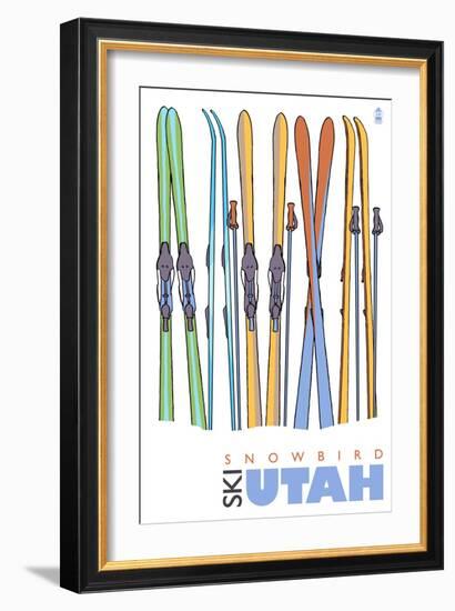 Snowbird, Utah, Skis in the Snow-Lantern Press-Framed Art Print
