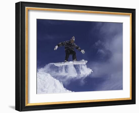 Snowboarder Flying Through the Air, USA-null-Framed Photographic Print