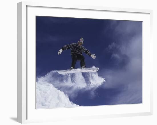 Snowboarder Flying Through the Air, USA-null-Framed Photographic Print