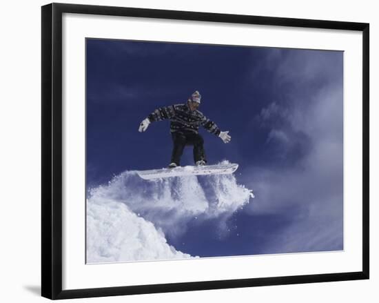 Snowboarder Flying Through the Air, USA-null-Framed Photographic Print